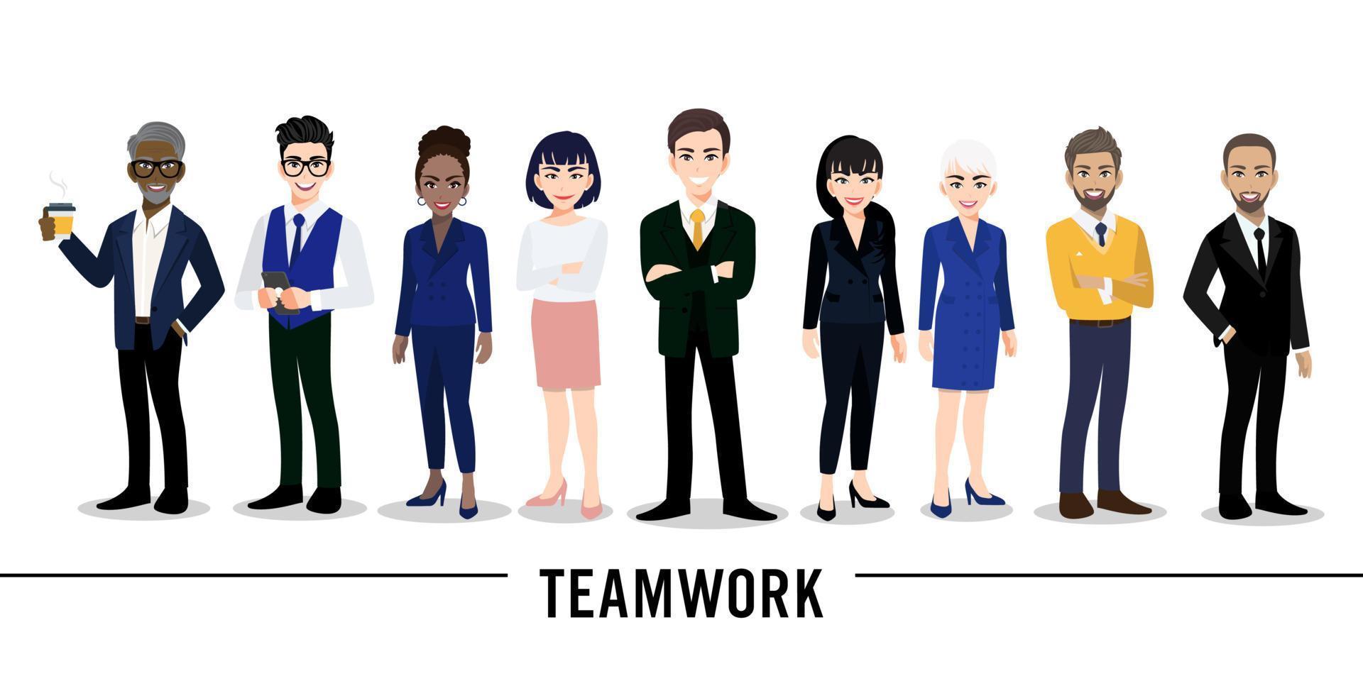 personaggio dei cartoni animati di uomo d'affari e imprenditrice su sfondo bianco. progettazione del concetto di lavoro di squadra. illustrazione vettoriale piatta. 331