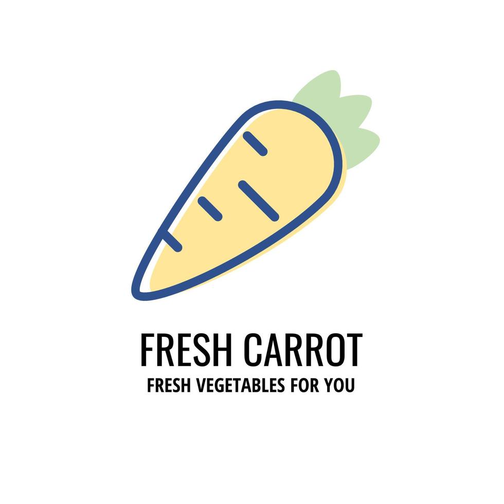 modello di logo semplice carota fresca. disegno dell'icona di vettore di verdure fresche.