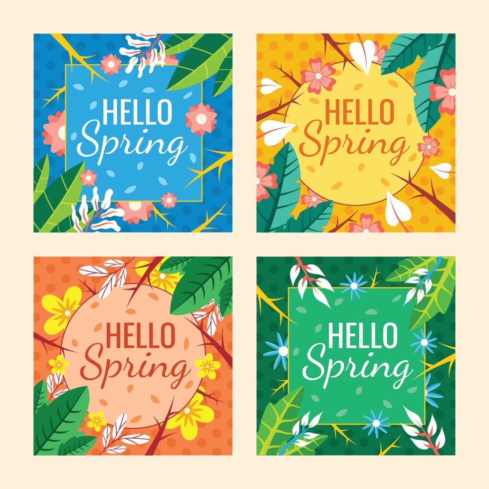 ciao set di modelli di carte di primavera vettore