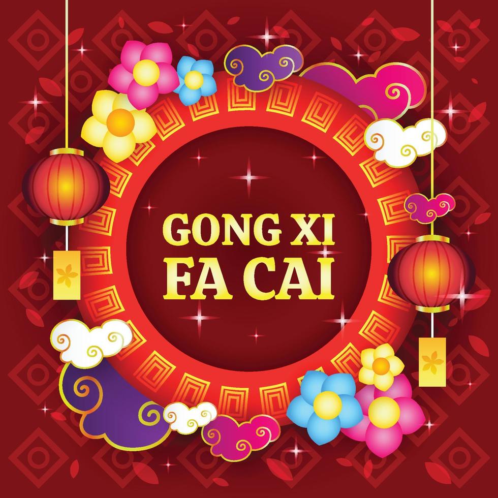 modello di sfondo gong xi fa cai vettore