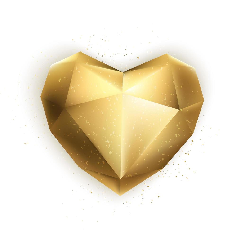 cuore vettoriale d'oro.. elementi di design 3d per vacanze di San Valentino, matrimonio, festa di compleanno. vettore isolato.