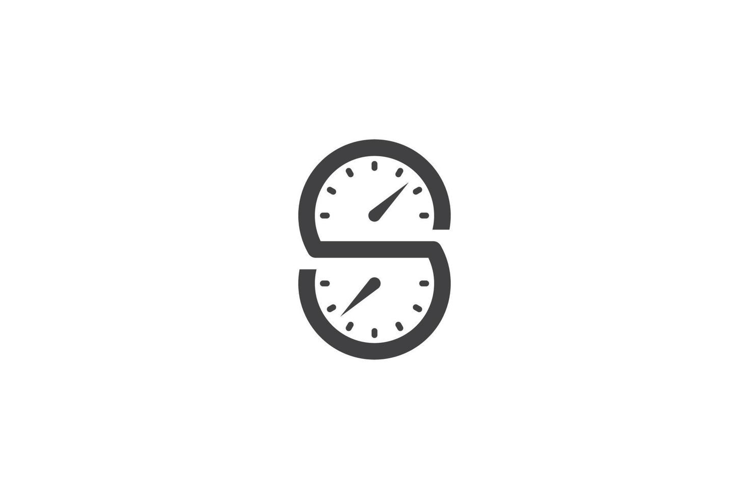 elegante logo moderno della lettera s combinato con tachimetro o elemento orologio, concetto di design unico vettore