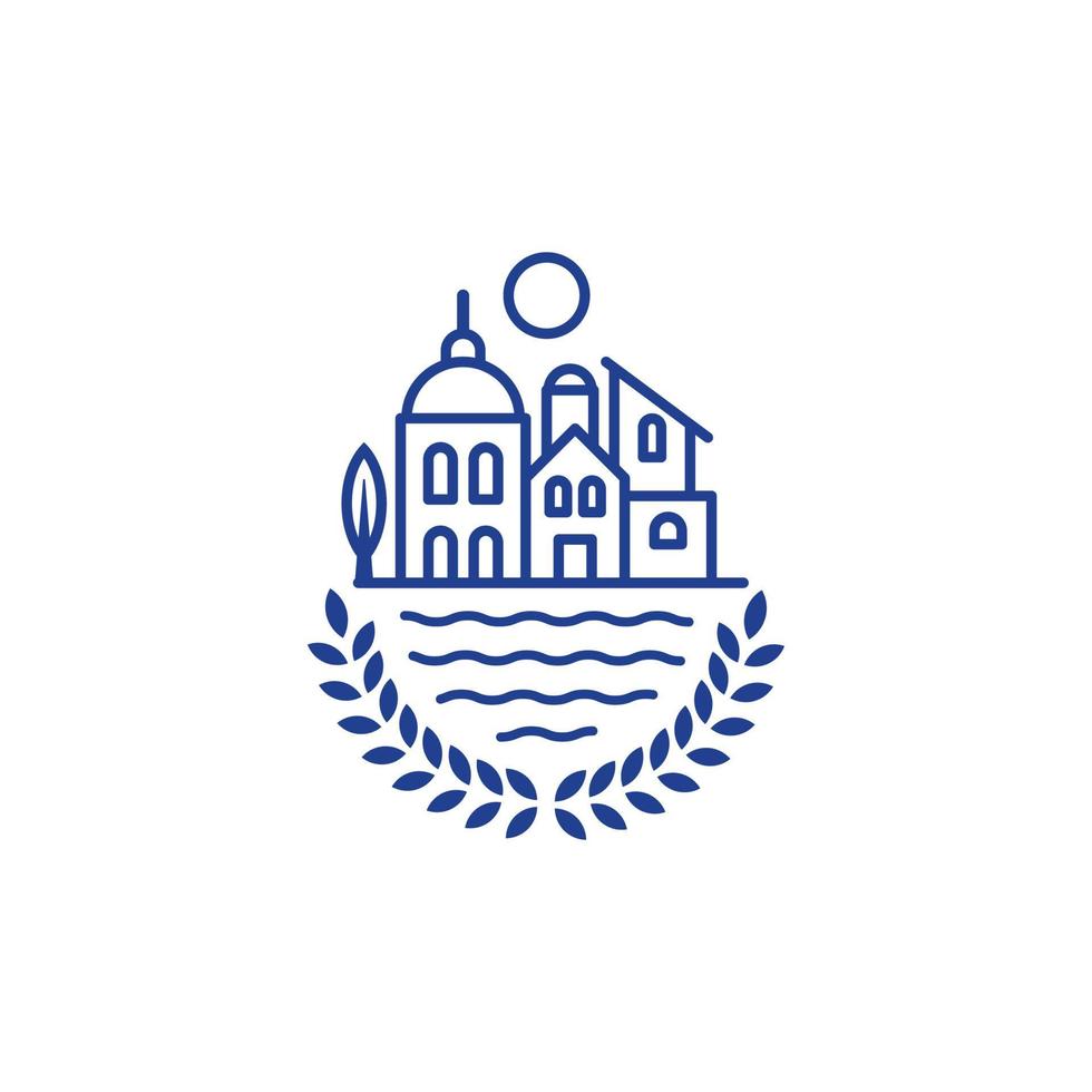 santorini europa venezia logo linea concetto illustrazione vettoriale