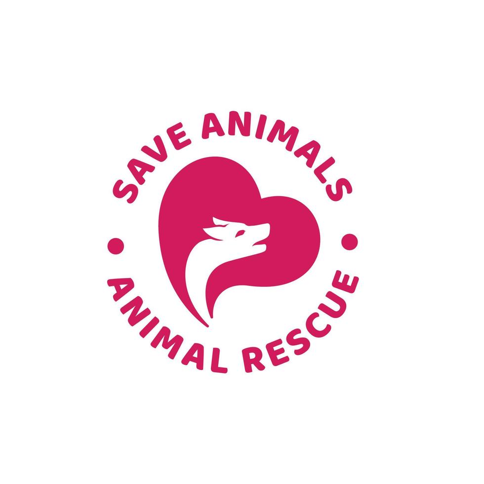 Salvataggio animale cane cuore logo concetto illustrazione vettoriale