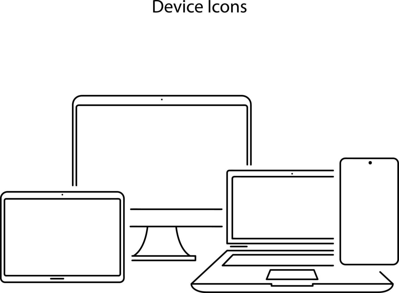 icona dei dispositivi isolati su sfondo bianco. icona dei dispositivi simbolo dei dispositivi alla moda e moderni per logo, web, app, interfaccia utente. segno semplice dell'icona dei dispositivi intelligenti. vettore