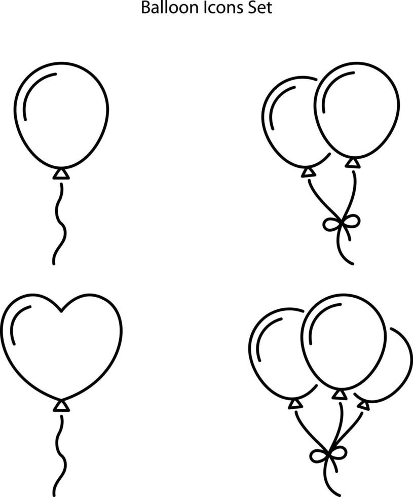 set di icone di palloncini isolati su sfondo bianco dalla collezione di feste di compleanno. icona di palloncini simbolo di palloncini alla moda e moderno per logo, web, app, interfaccia utente. segno semplice dell'icona di palloncini. vettore