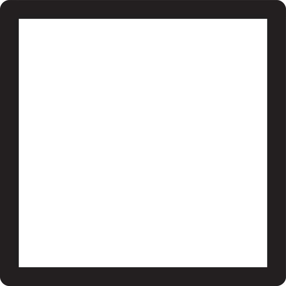 icona quadrata isolata su sfondo bianco. icona quadrata linea sottile contorno quadrato lineare simbolo per logo, web, app, ui. segno semplice dell'icona quadrata. vettore