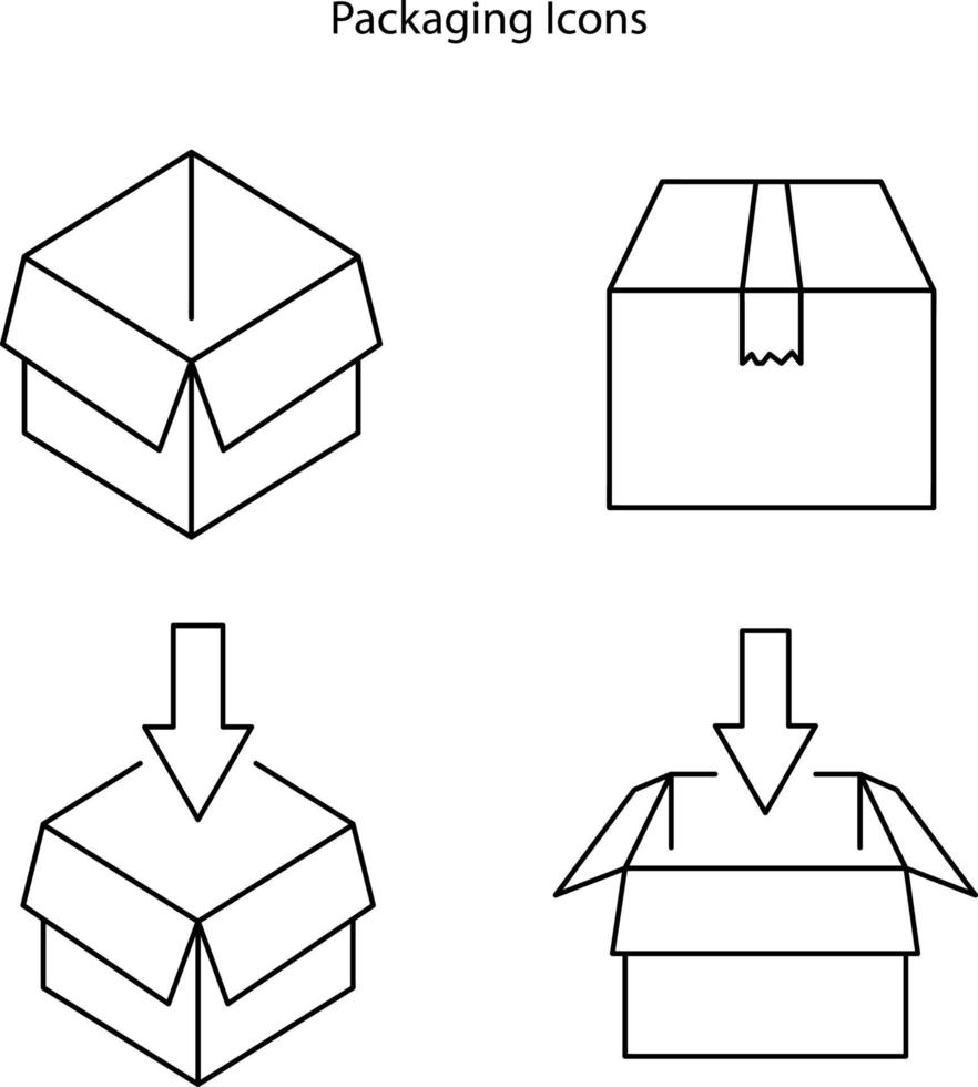 set di icone del pacchetto isolato su sfondo bianco. icona del pacchetto simbolo del pacchetto alla moda e moderno per logo, web, app, interfaccia utente. segno semplice dell'icona del pacchetto. icona vettore piatto.