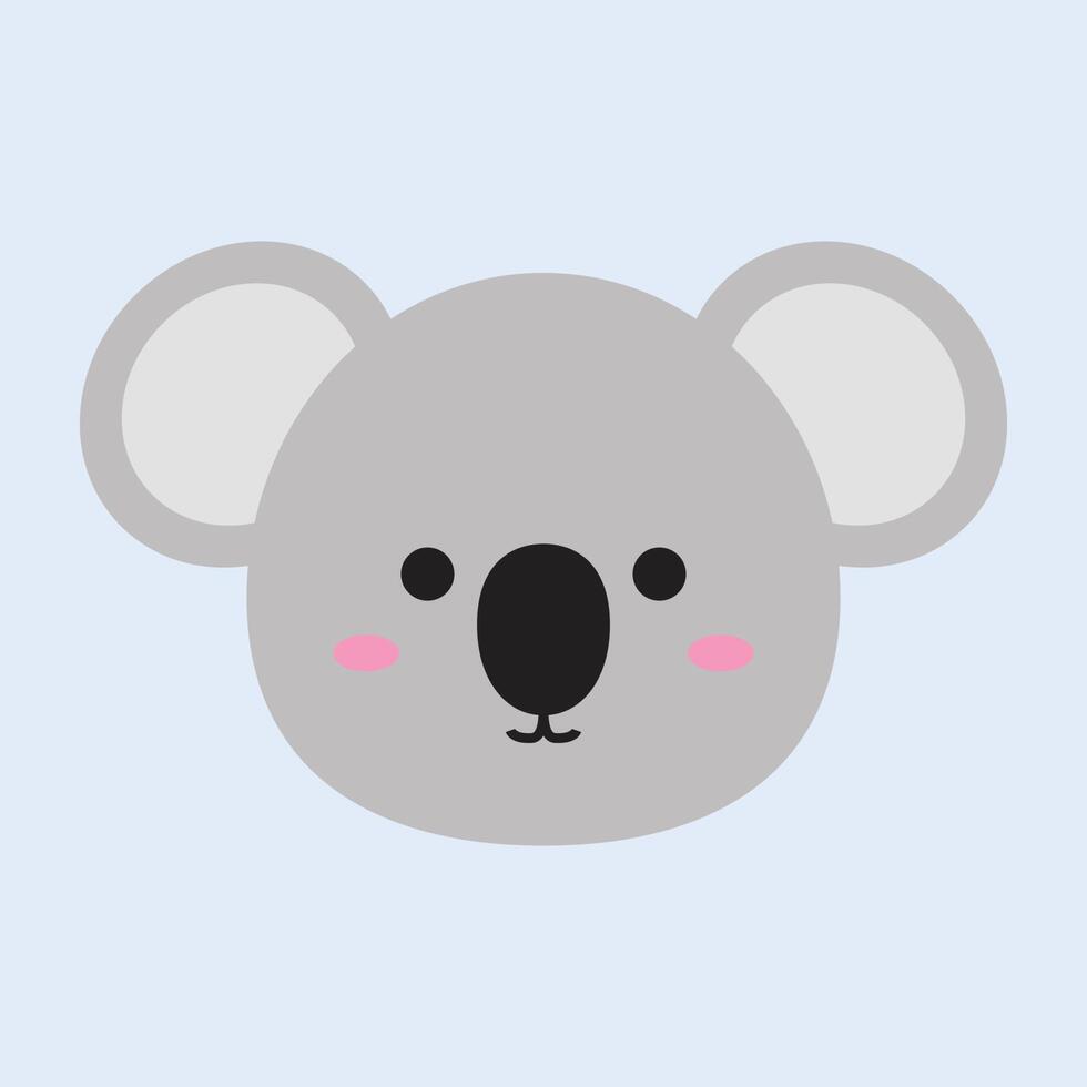 una simpatica illustrazione della testa di animale in un design piatto. una testa di koala. vettore