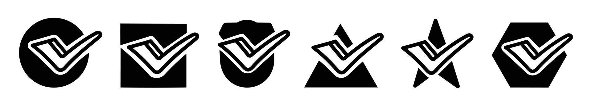 set di segni di spunta vettore icone. set di icone segno di spunta nero isolato su sfondo bianco.