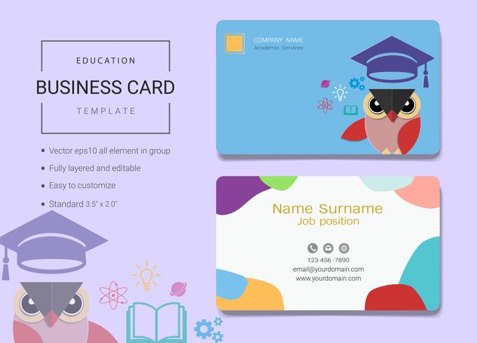 Modello di carta di nome aziendale di educazione. vettore