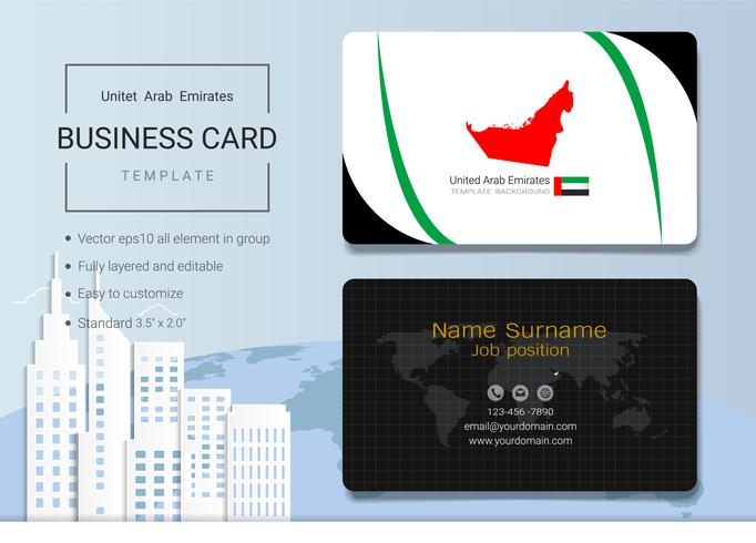 Modello di progettazione di carta di nome astratto business dei UAE. vettore