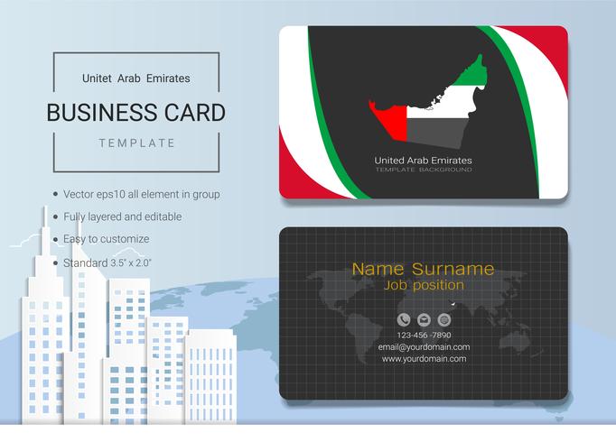 Modello di progettazione di carta di nome astratto business dei UAE. vettore