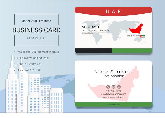 Modello di progettazione di carta di nome astratto business dei UAE. vettore