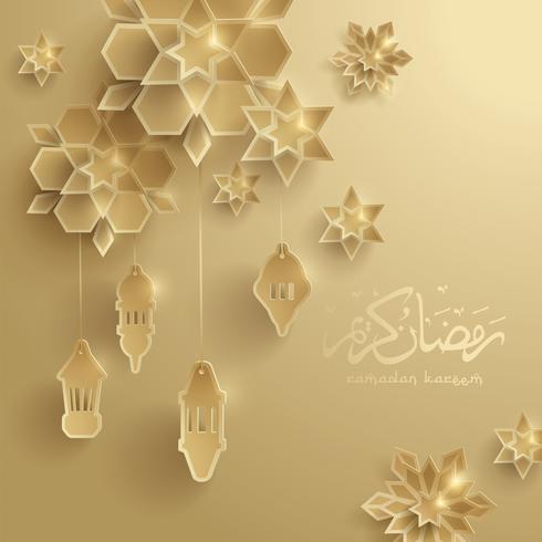 Cartolina d&#39;auguri grafica di carta del Ramadan vettore