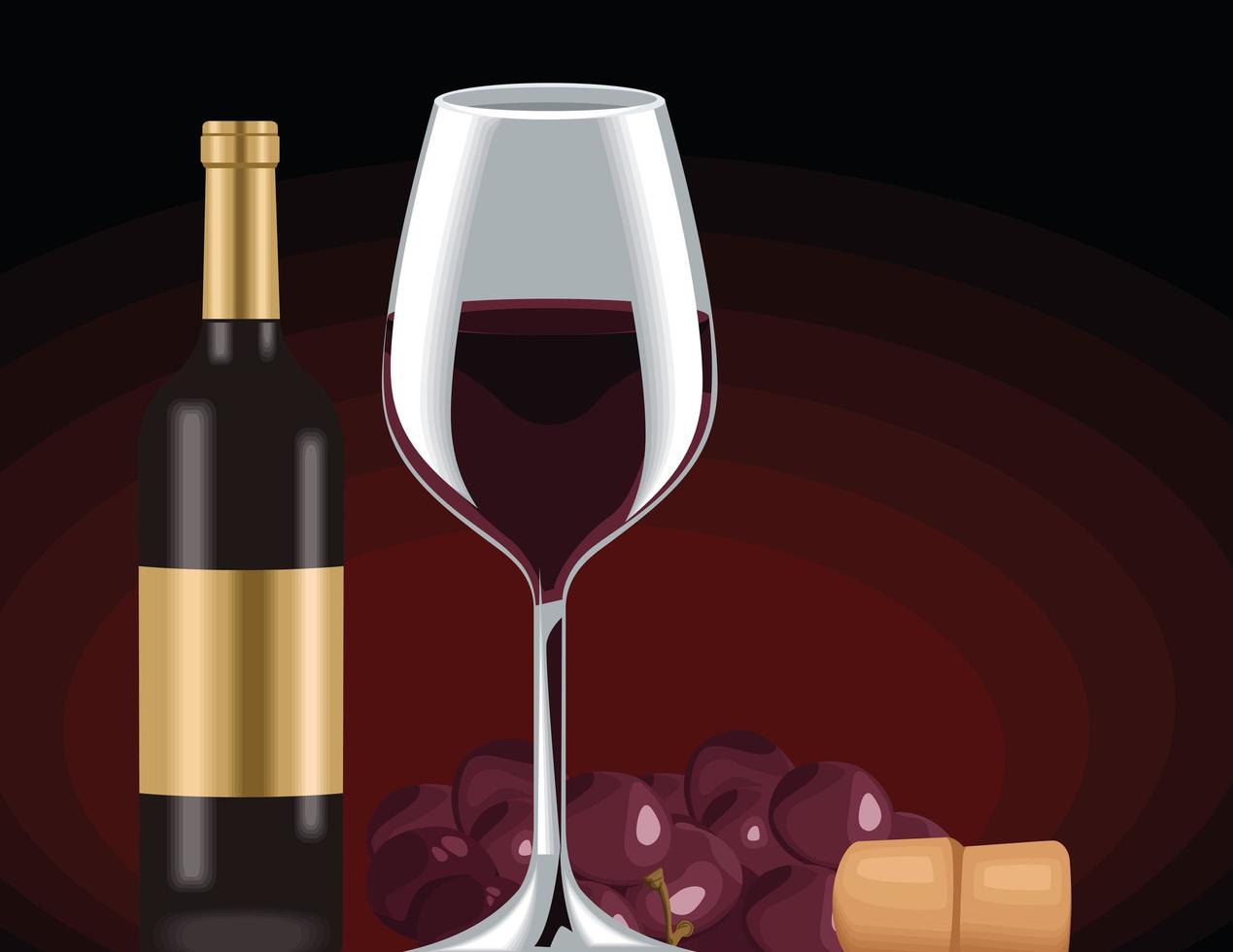 bottiglia di vino e uva vettore