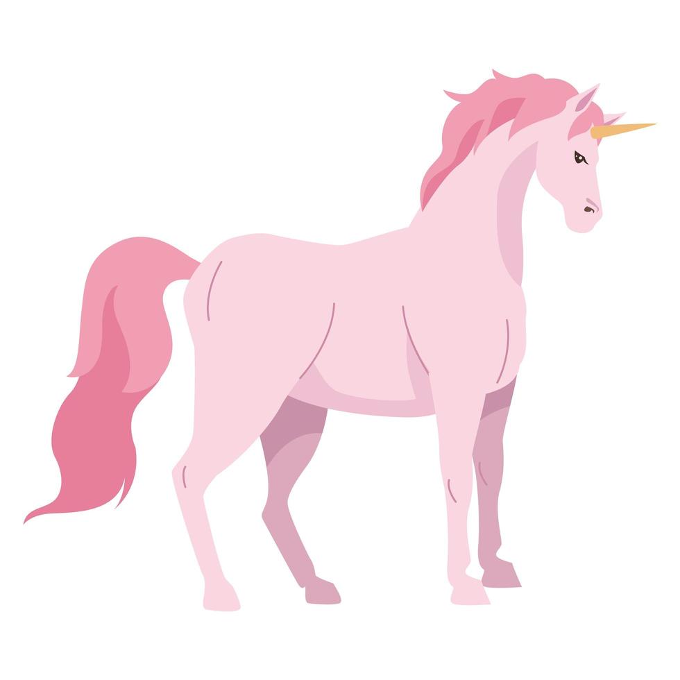 animale fata unicorno rosa vettore