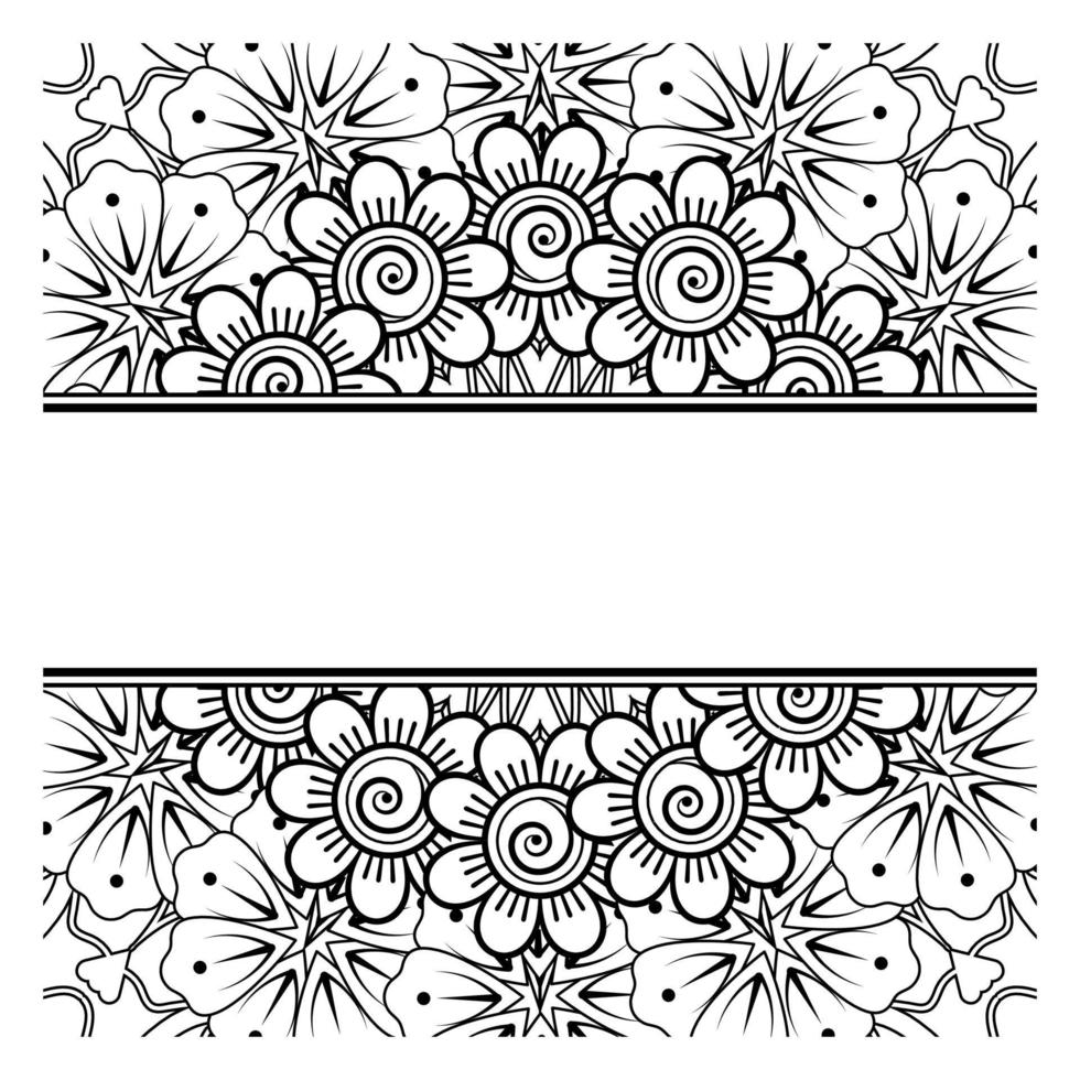 cornice nella tradizione orientale. stilizzato con motivi decorativi tatuaggi all'henné per decorare copertine per libri, quaderni, cofanetti, riviste, cartoline e cartelle. vettore