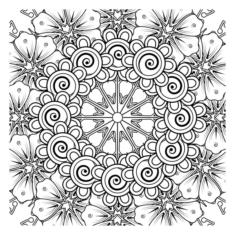 motivo circolare a forma di mandala per henné, mehndi, tatuaggio, decorazione. ornamento decorativo in stile etnico orientale. pagina del libro da colorare. vettore