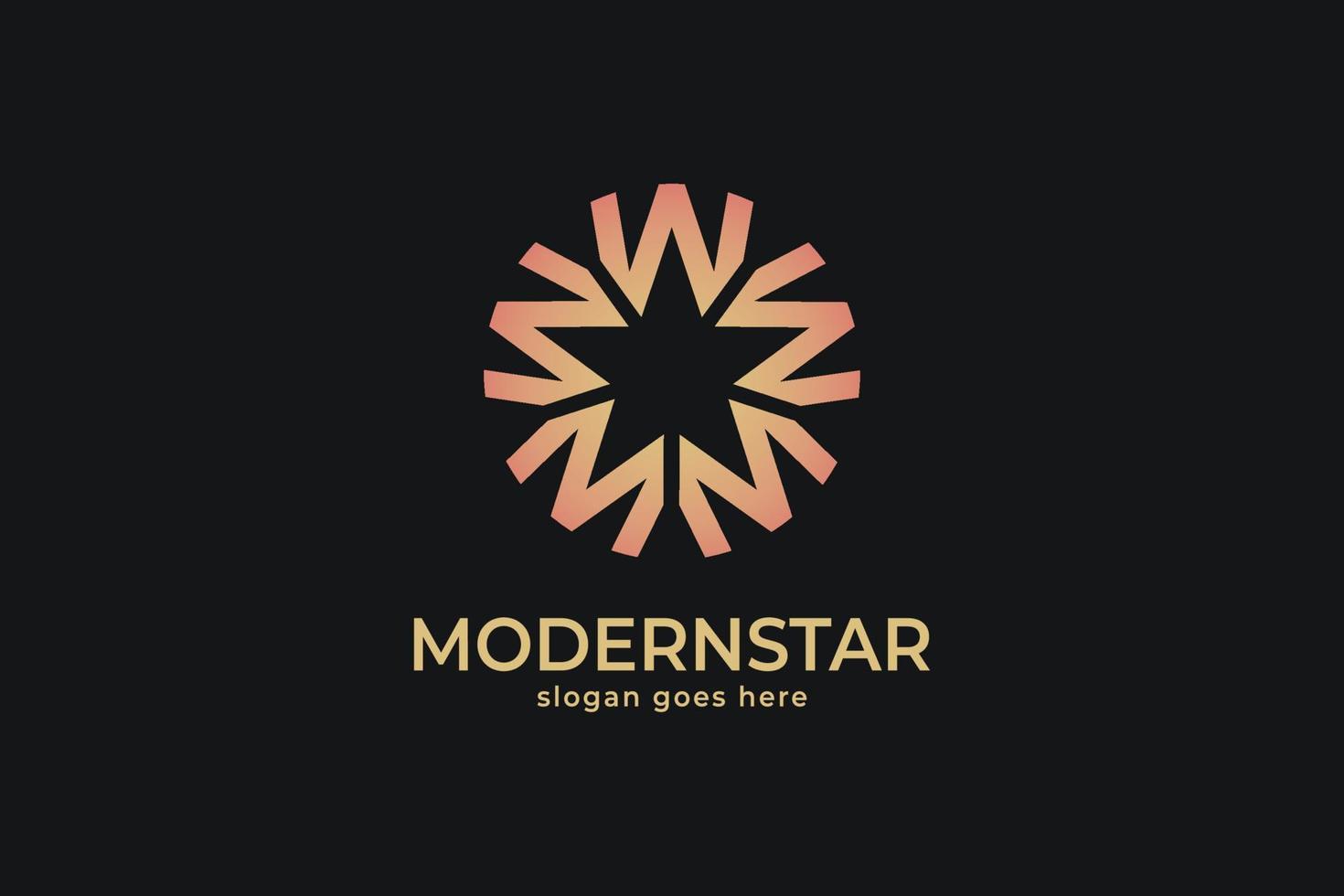 moderna lettera m stella logo forma circolare, elegante design minimale grafica vettoriale