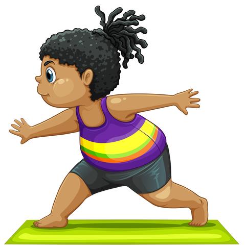 Una ragazza grassa che fa yoga vettore