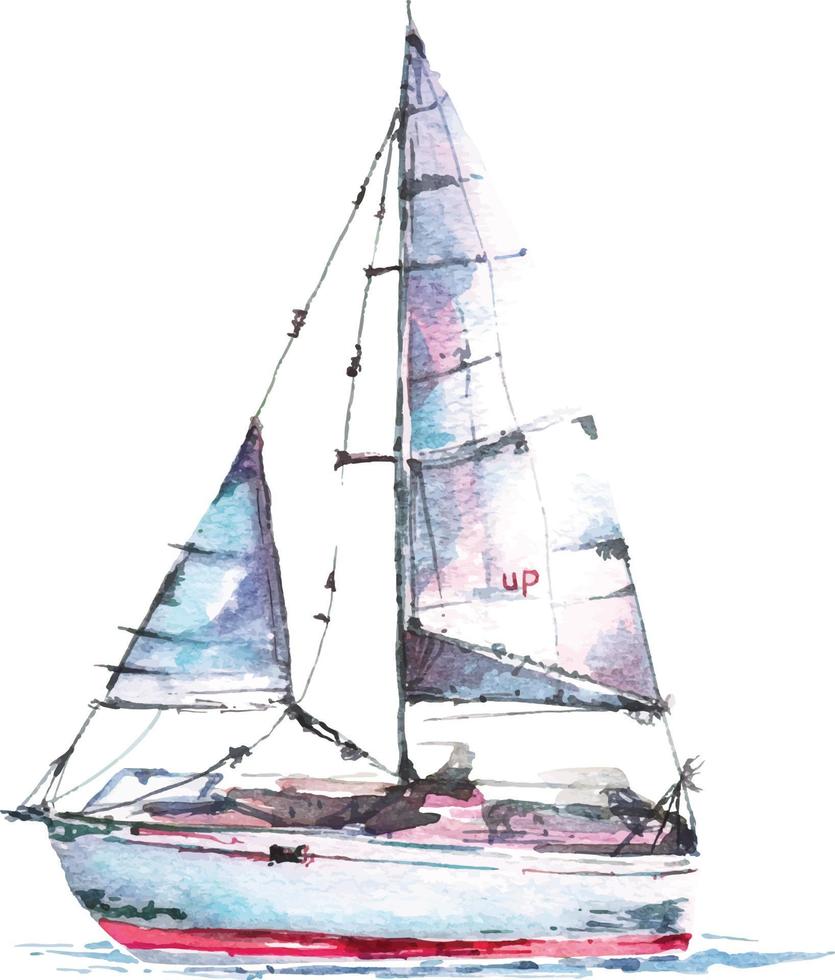 illustrazione acquerello barca a vela 1 vettore