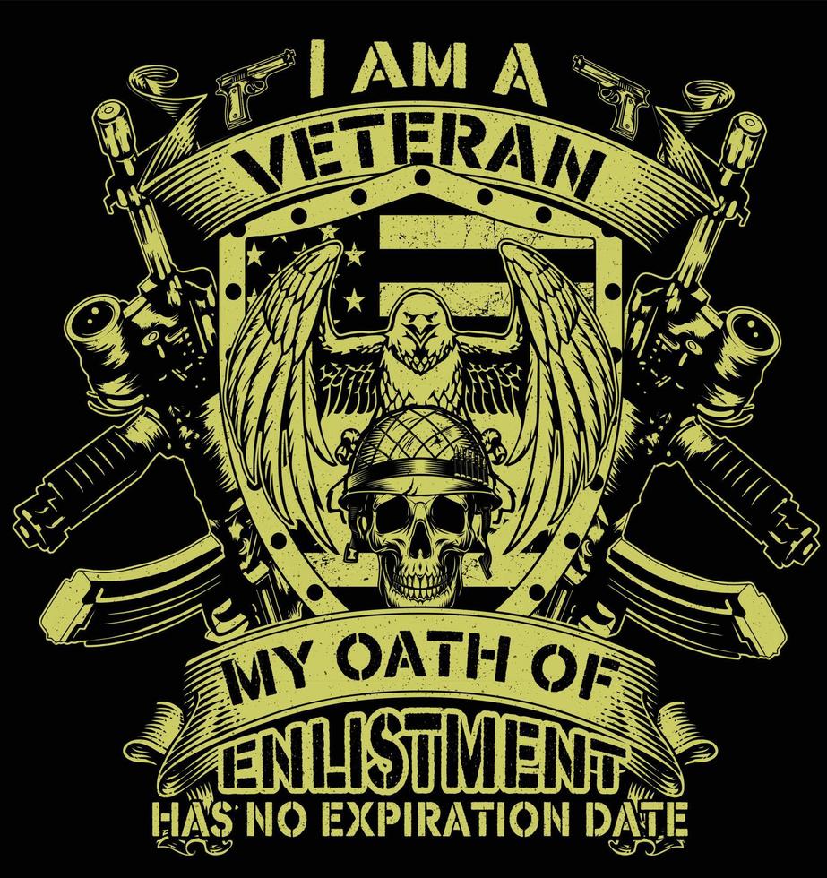 sono un veterano il mio giuramento di arruolamento non ha data di scadenza. design t-shirt veterano vettore