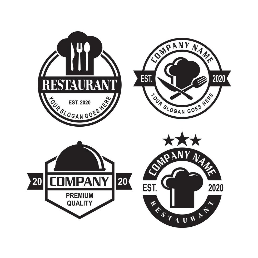 un insieme di vettore ristorante, un insieme di logo alimentare