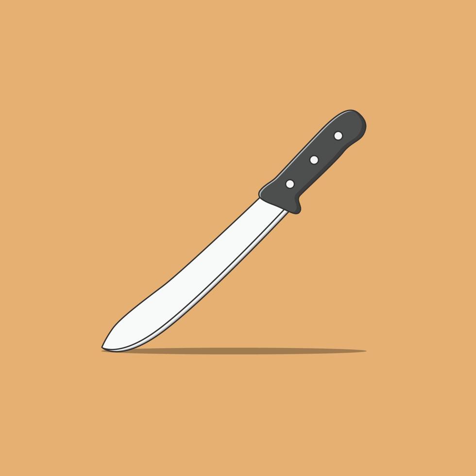 illustrazione dell'icona di vettore del coltello da macellaio. vettore di coltello da cucina. stile cartone animato piatto adatto per pagina di destinazione web, banner, volantino, adesivo, t-shirt, carta