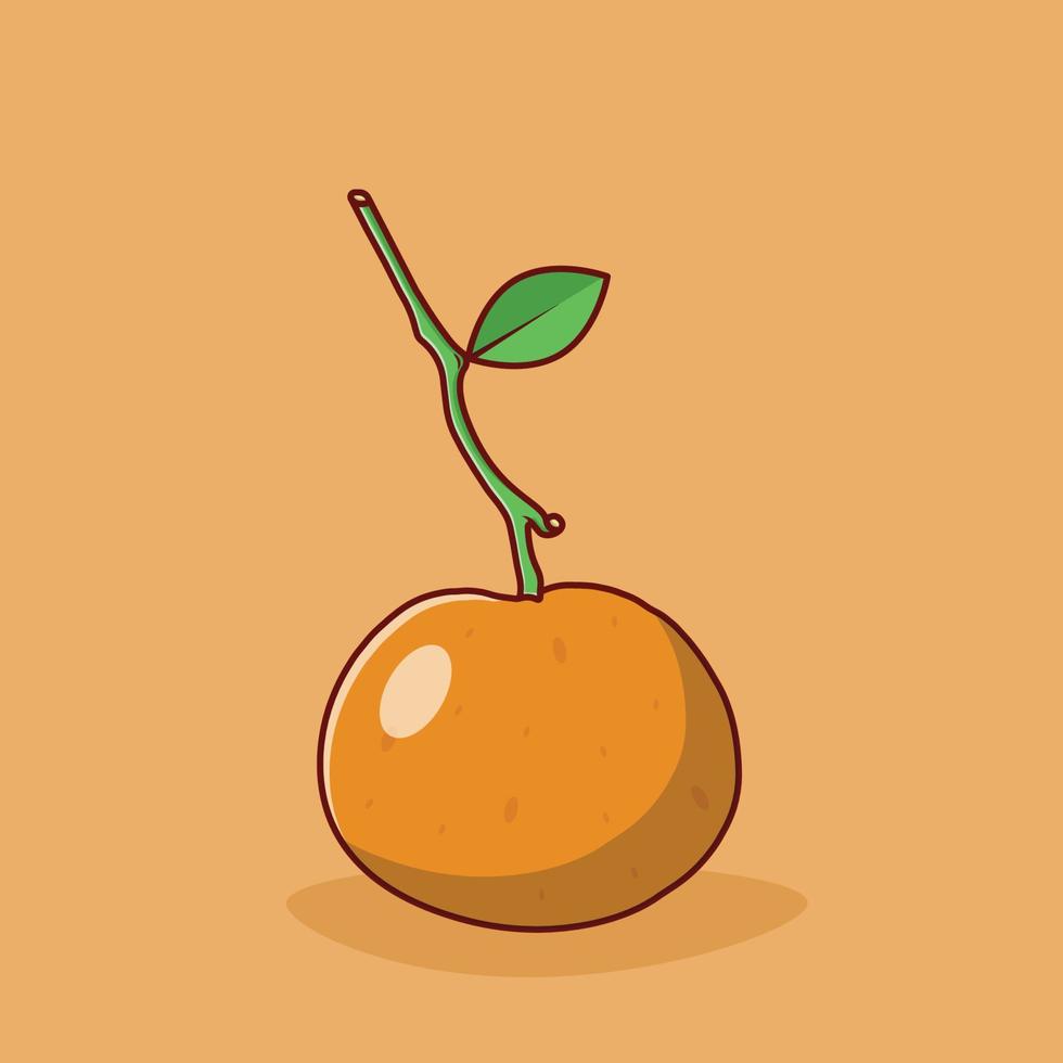 illustrazione dell'icona di vettore di frutta arancione. vettore di mandarino. stile cartone animato piatto adatto per pagina di destinazione web, banner, volantino, adesivo, carta da parati, sfondo