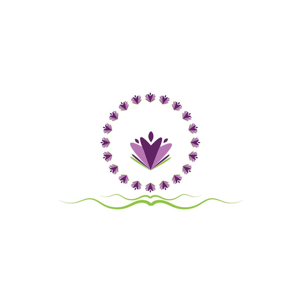 design piatto di vettore di logo di fiori di lavanda fresca