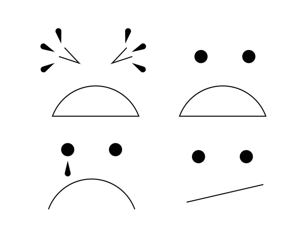 faccia sorridente, piangente e ammiccante icona isolata su sfondo bianco vettore