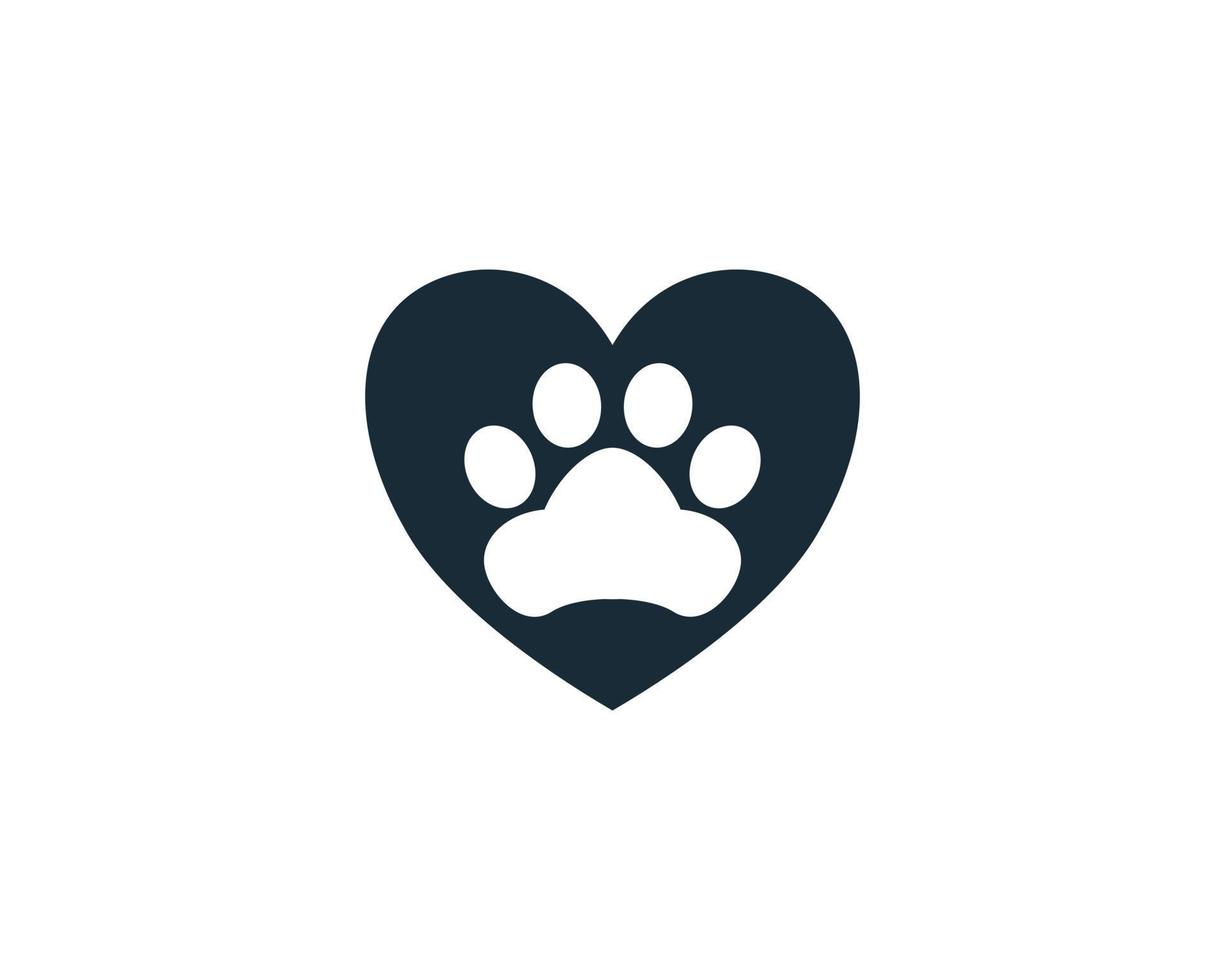 disegno dell'illustrazione del modello del logo vettoriale dell'icona dell'amore dell'animale domestico della stampa della zampa