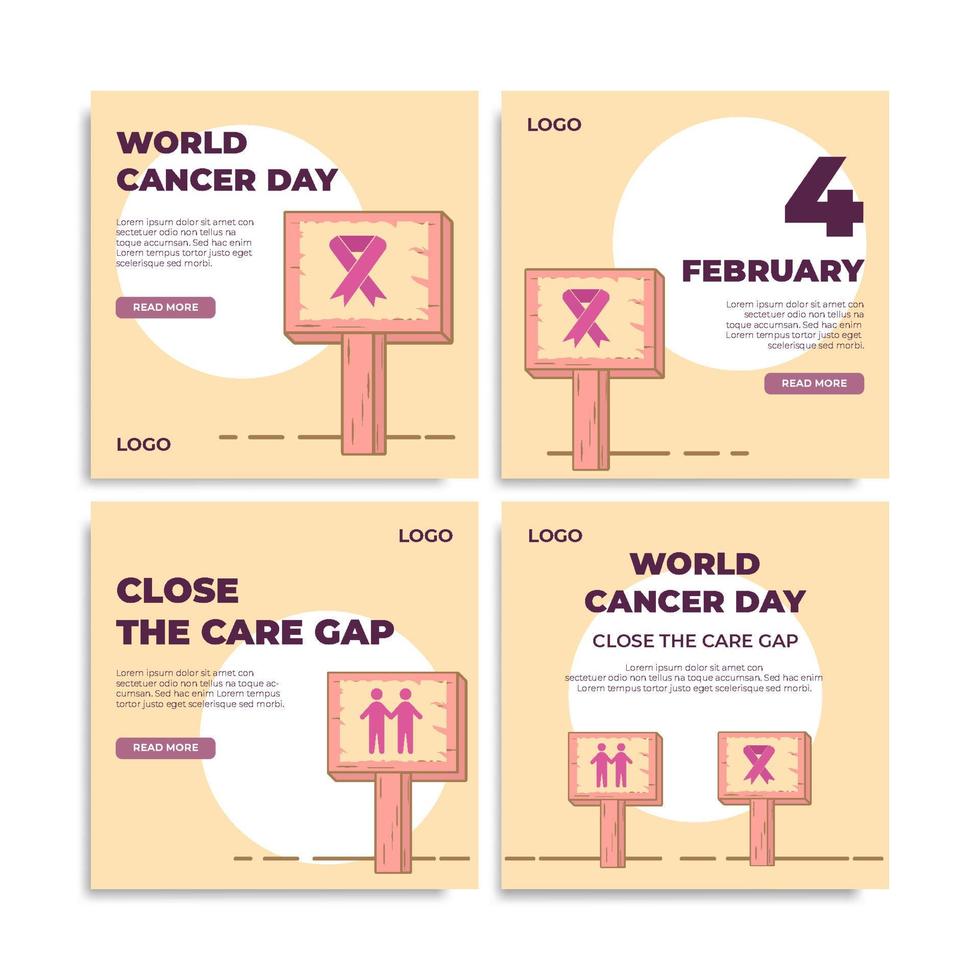 Progettazione di post sui social media per la giornata mondiale del cancro vettore