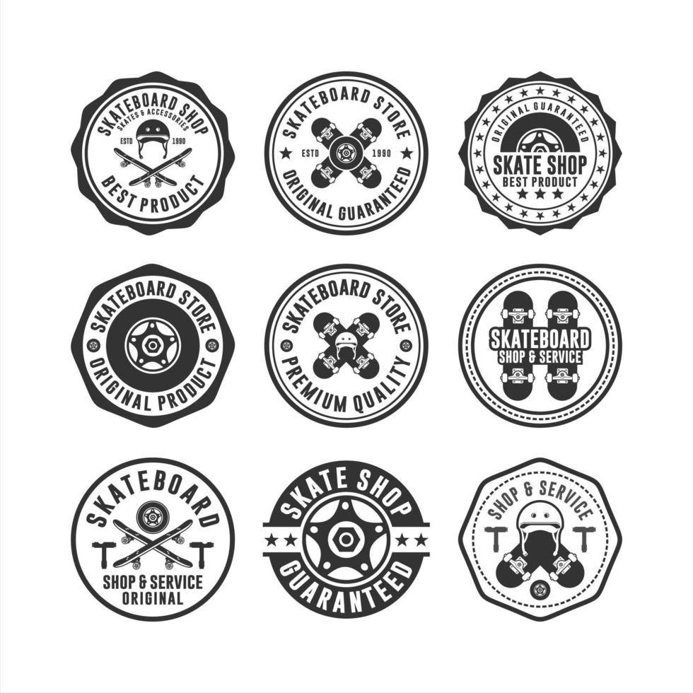 collezioni di logo di francobolli per negozi di skateboard vettore