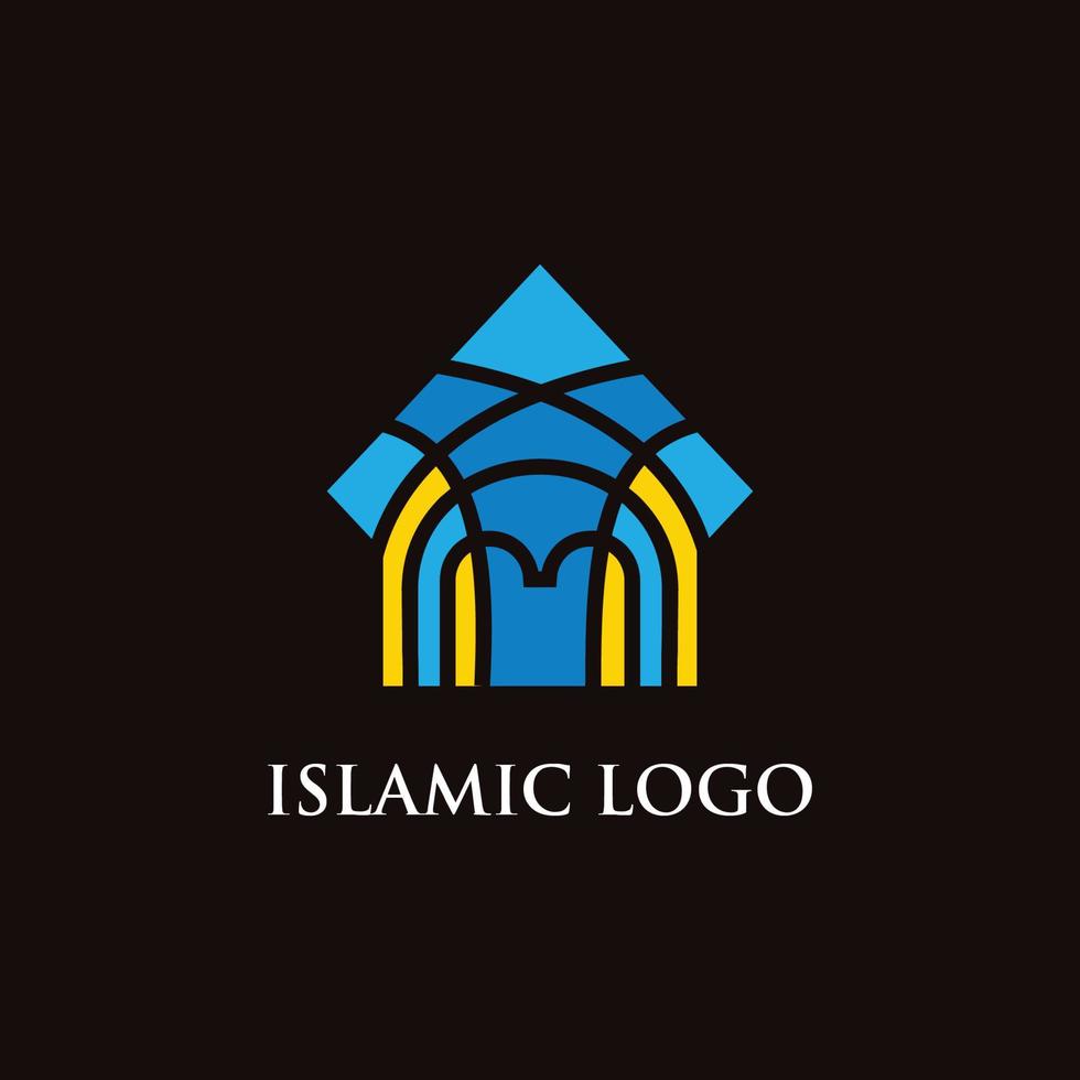 logo islamico moderno elegante blu-giallo vettore
