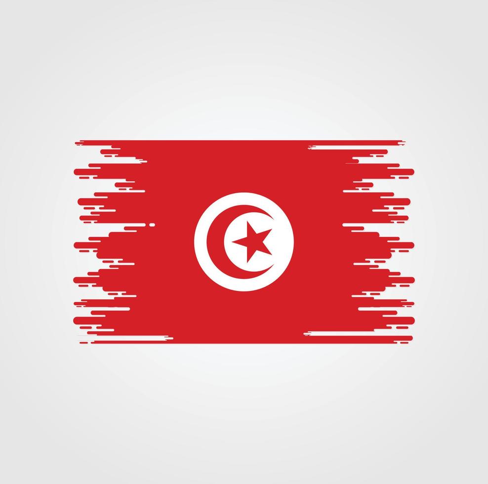bandiera della Tunisia con design in stile pennello acquerello vettore