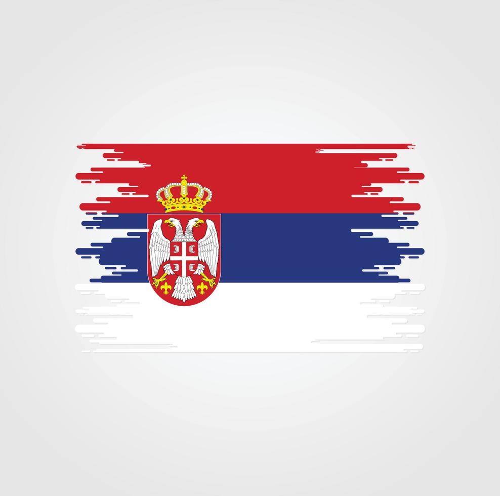 bandiera della serbia con design in stile pennello acquerello vettore