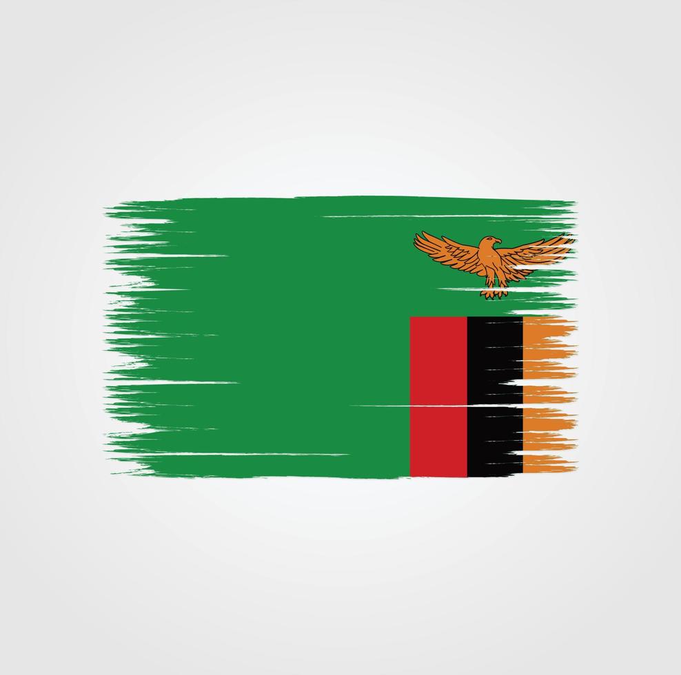 bandiera dello zambia con stile pennello vettore