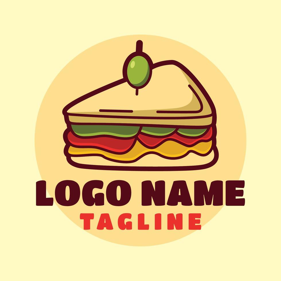 modello di logo sandwich, adatto per il logo di ristoranti e bar vettore