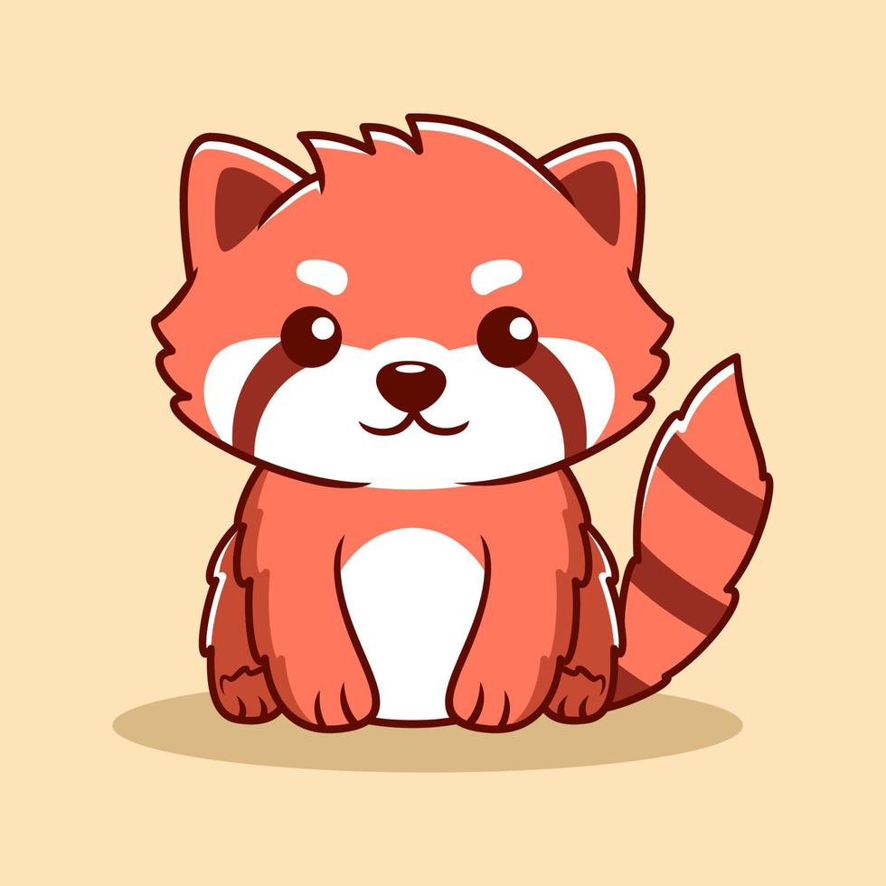 illustrazione sveglia dell'icona del fumetto del panda rosso. stile cartone animato piatto animale vettore