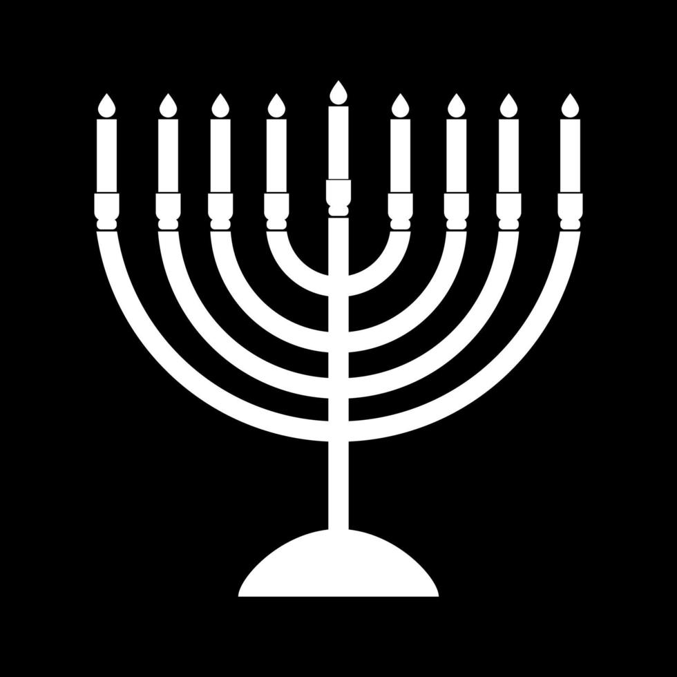 menorah per l'icona di colore bianco di Hanukkah. vettore