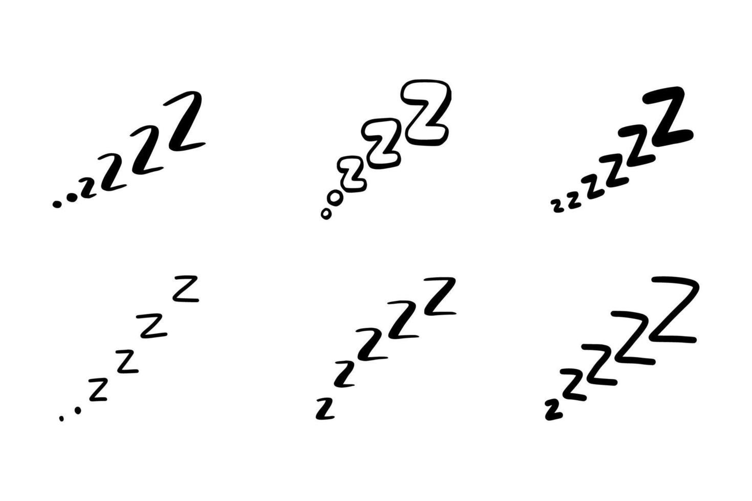 dormi zzzz insieme di simboli di doodle. vettore