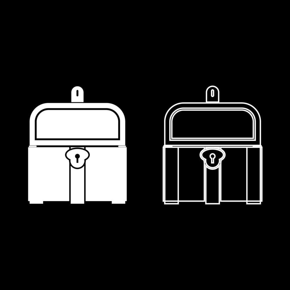 kist o trunk icon set colore bianco illustrazione stile piatto semplice immagine vettore