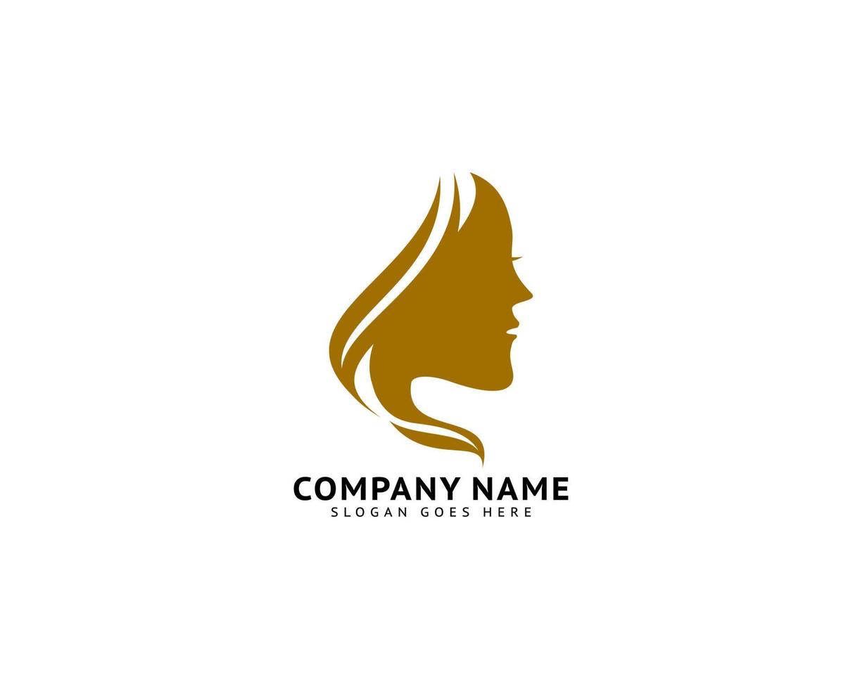 donna faccia logo design illustrazione vettoriale, silhouette ragazza per cosmetici, bellezza, salone, salute e spa, temi moda vettore