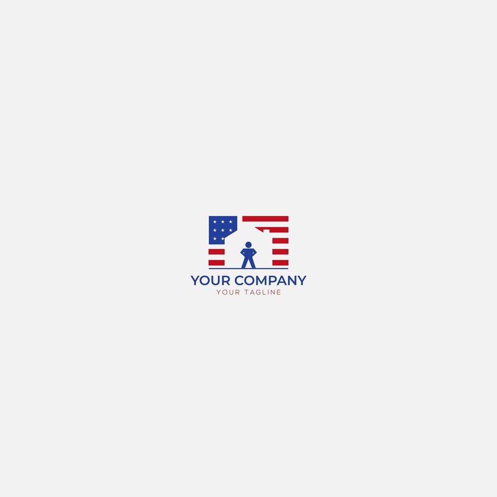 logo di ispezione degli eroi americani della bandiera vettore