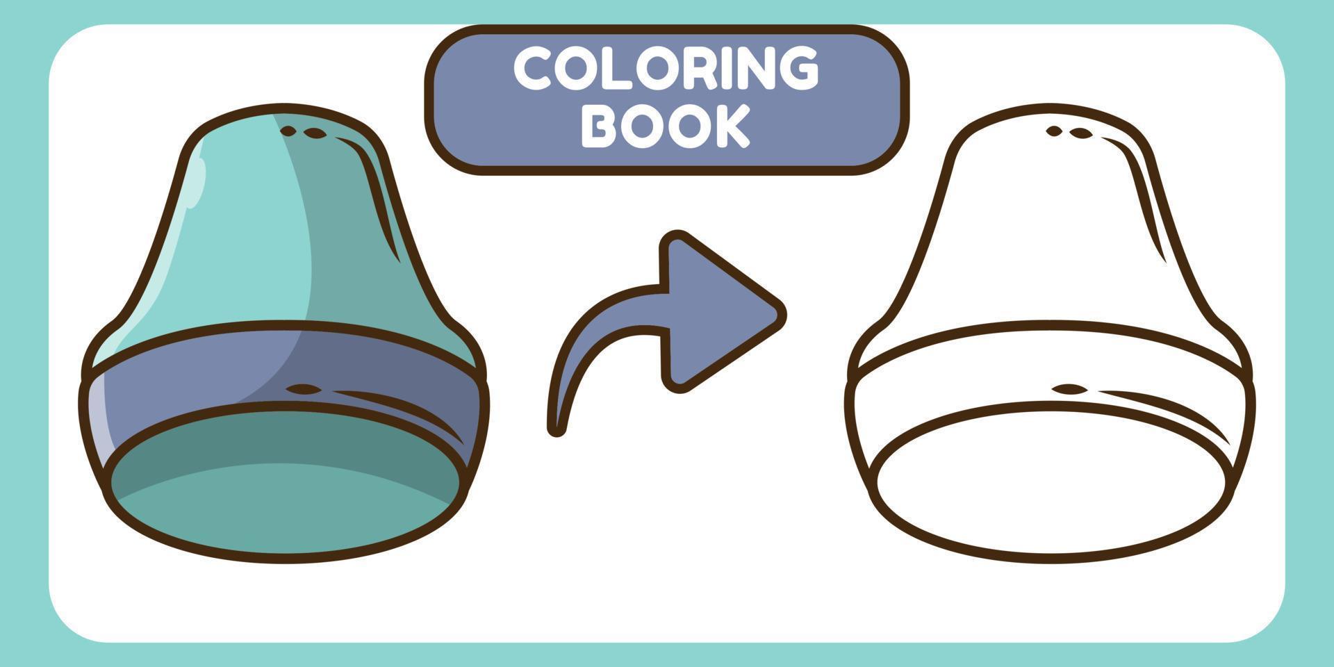 libro da colorare di doodle del fumetto disegnato a mano del cappello sveglio per i bambini vettore