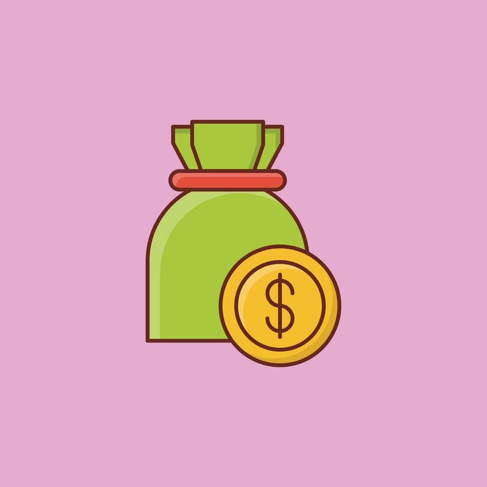 illustrazione vettoriale di denaro su uno sfondo. simboli di qualità premium. icona del colore piatto della linea vettoriale per il concetto e la progettazione grafica.