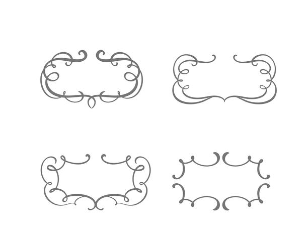 Insieme dell&#39;annata di vettore delle cornici del confine che incidono con il retro ornamento nel disegno decorativo di stile antico di rococò