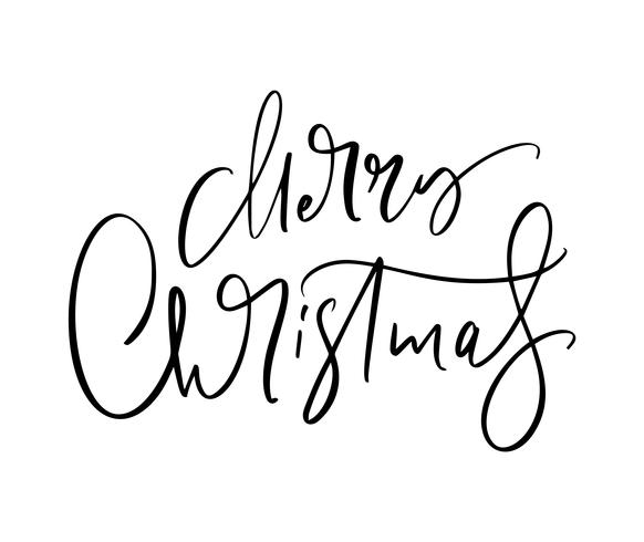 Testo di lettering disegnato a mano di buon Natale. Illustrazione vettoriale Calligrafia di Natale su sfondo bianco. Elemento calligrafico isolato per banner, cartolina, cartolina d&#39;auguri di poster design